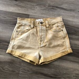 We The Free Rustic Caramel Mustard High Waist Shorts Button Fly Women Size 25